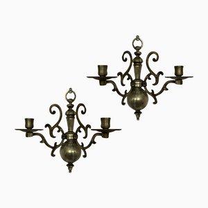 Flemish Silver Plated Wall Lights, Set of 2