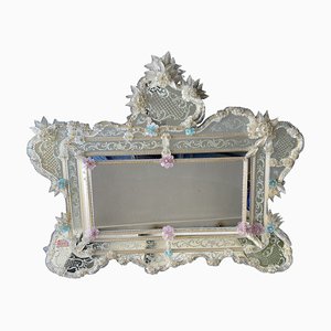 Large Venetian Murano Glass Mirror by Zecca L.
