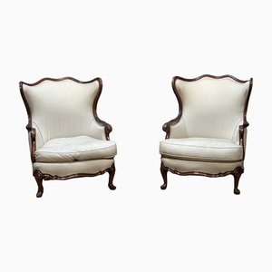 Large Bergere Lounge Chairs, Set of 2