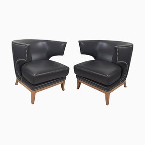 English Leather Savoy Club Chair by Andrew Martin, Set of 2
