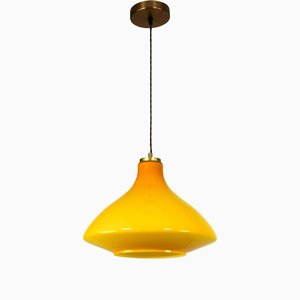 Vintage Yellow Glass Pendant Lamp