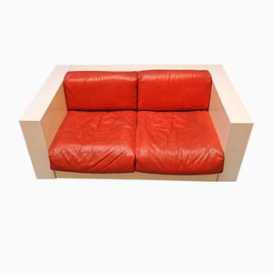 Space Age Style Sofa in White & Red by Massimo & Lella Vignelli for Poltronova