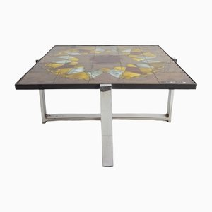 Chromed Metal & Ceramic Tile Coffee Table by Juliette Belarti for Belarti, 1960s