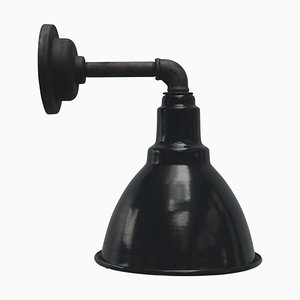 Lámpara de pared industrial vintage de esmalte negro y hierro fundido