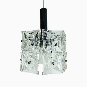 Mid-Century Crystal Glass & Chrome Hanging Light from Kinkeldey, 1960s