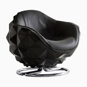 Atom Chair aus Leder & schwarzem Lack von Andrew Martin