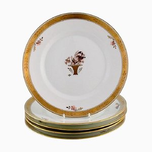 Platos Basket de porcelana dorada de Royal Copenhagen. Juego de 5