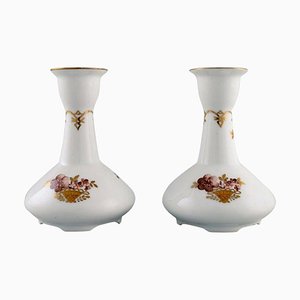 Porcelain Golden Basket Candlesticks from Royal Copenhagen, Set of 2