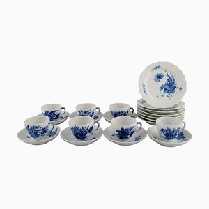 Blue Flower Seven Person Curved Coffee Service from Royal Copenhagen, Set of 21