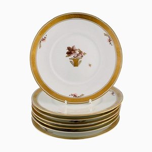 Golden Basket Porcelain Lunch Plates from Royal Copenhagen, Set of 7