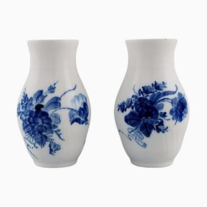 Blue Flower Curved Vases from Royal Copenhagen, Set of 2