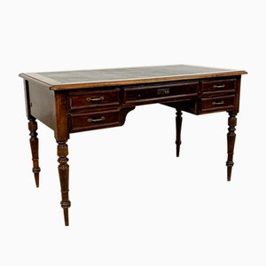 Antique English Green Leather Top Desk