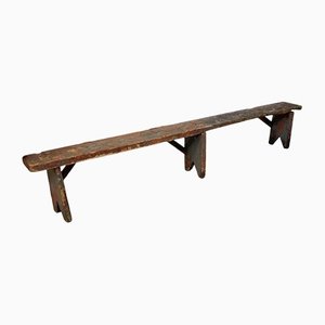 Primitive Painted Farmhouse Bench in Red Grey