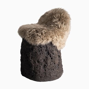 Geoprimitive 021 Ceramic Settle with Sheep Wool by Niclas Wolf