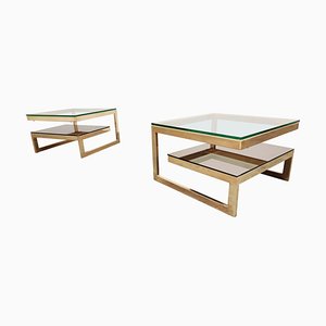 Golden G-Shaped Side Tables from Belgo Chrome, 1970s, Set of 2