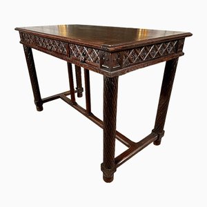 Antique French Carved Oak Monastery Console Table, 1820s