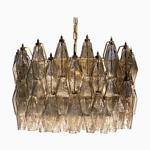 Gray Polyedri Murano Glass Chandelier