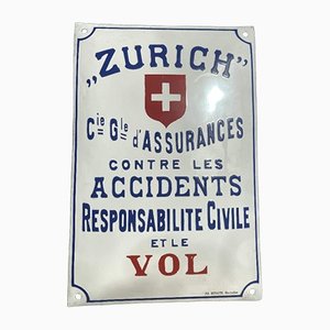 Emailliertes Schild von Zurich Insurance, 1920er
