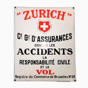 Emailliertes Schild von Zurich Insurance, 1920er