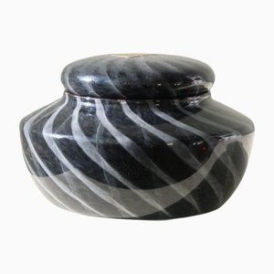 Vintage Black & White Murano Bonbonniere Bowl