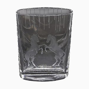 Engraved Glass Horses Vase by Vanessa Cavallaro