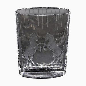 Gravierte Pferde Vase aus Glas von Vanessa Cavallaro