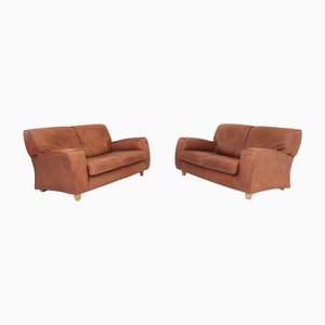 Bull Leather Fatboy Sofas by Studio Formlux for Molinari, Set of 2, 1980s