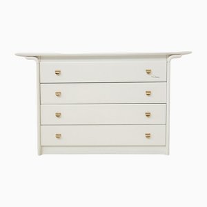 Dresser in White Lacquered Wood by Pierre Cardin With Original Signature