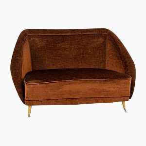 Vintage Italian Brown Velvet Sofa by Guglielmo Veronesi for Isa Bergamo