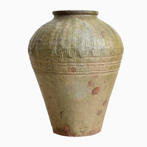 Petit Vase à Vin de Riz Antique en Terracotta