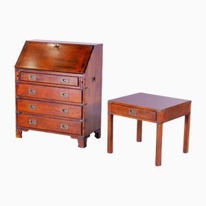 Military Campaign Chest & Side Table, Set of 2