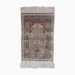 Chinese Dark Red With Border Floral Pure Silk Hereke Rug