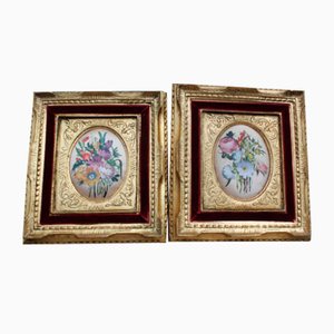 Hand-Leaf Gold-Plated Silk Pictures, Set of 2