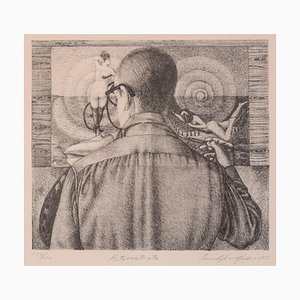 Daniel Serra-badué, Selbstporträt, 20. Jh., Tinte auf Papier, gerahmt
