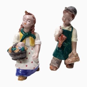 Art Deco Glazed Ceramic Figures by Maria Rahmer, Set of 2