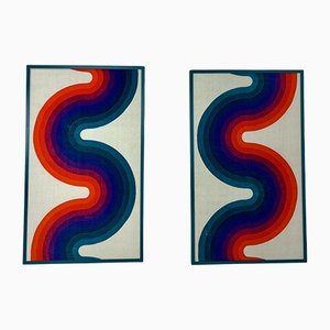 Verner Panton Style Paintings, 1970s, Fabric, Set of 2
