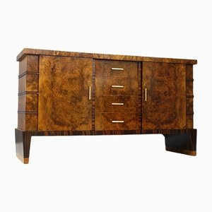 Vintage Mid-Century Sideboard in Wood & Brass by Gio Ponti