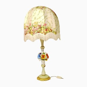 Große florale Tischlampe aus Porzellan, 1950er