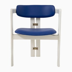 Pamplona Chairs in Lacquered Wood & Blue Leather by Augusto Savini for Pozzi, Set of 6