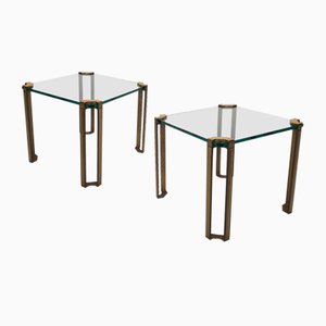Brass and Glass Side Tables by Peter Ghyczy, 1970s, Set of 2