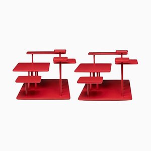Juego de 2 mesas de centro Isole en rojo rubí de Atelier Ferraro