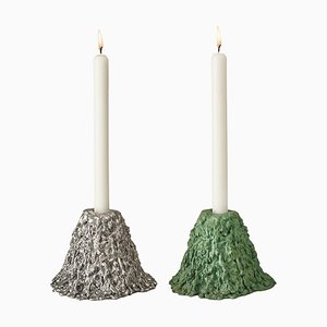 Aluminium and Green Aluminium Candleholder by Pieterjan, Set of 2