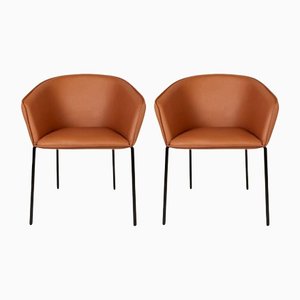Set of 2 Leather You Chaise Chairs by Luca Nichetto