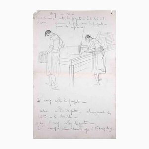 Sketches of Two People, Original Zeichnung, Mitte des 20. Jahrhunderts