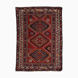 Geometric Old Shirwan Rug in Light Red with Central Medallion and Border