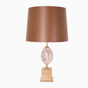 Travertine Ostrich Egg Table Lamp