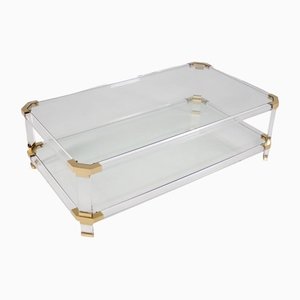 Acrylic Glass & Brass Low Table by Charles Hollis Jones