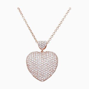 Diamond 18 Karat White Rose Gold Heart Shaped Pendant