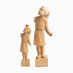 Sculture tradizionali in legno, set di 2