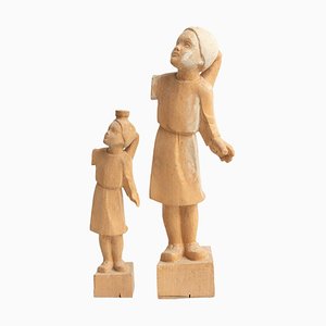 Traditional Wooden Sculptures, Set of 2